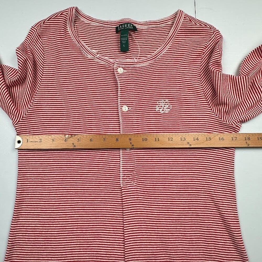 Lauren Ralph Lauren Sleep Shirt Womens Large Red White Striped Nightgown Pajamas - Picture 9 of 11
